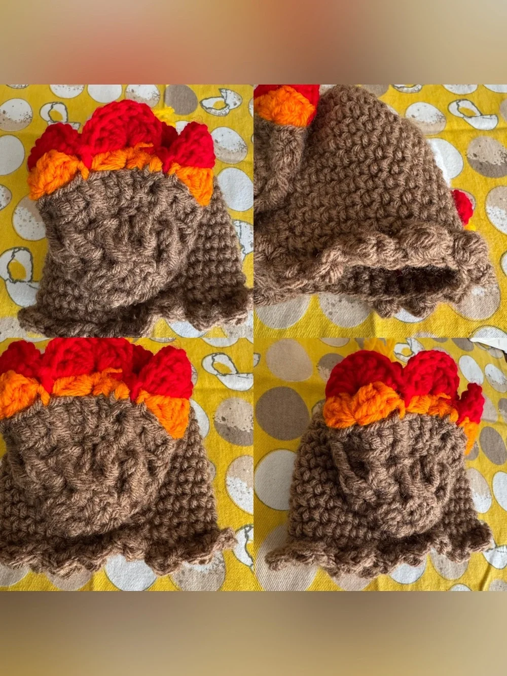 Crocheted back Thanksgiving turkey beanie hat